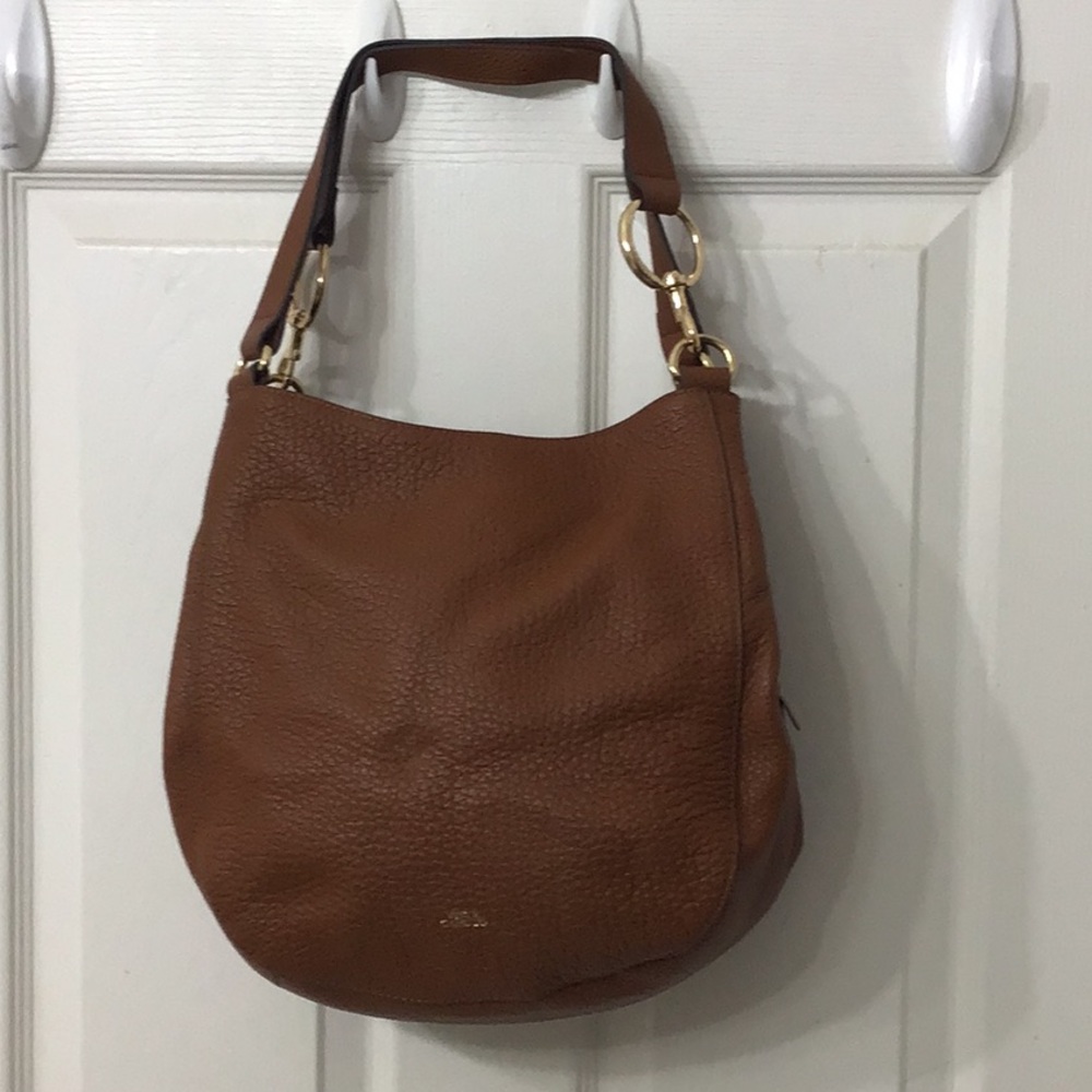 Vince Camuto pebbled leather camel color w/ interchangeable reversible strap bag